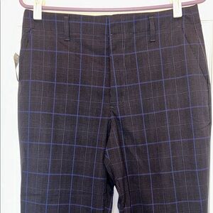 GAP High Rise Slim Taper Dark Gray + Blue Plaid Pant NWT